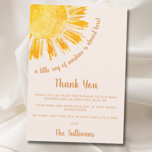 Carte De Remerciements Ray of Sunshine Boho Baby shower