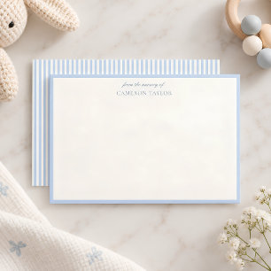 Carte De Remerciements Rayé Bleu Clair De La Nurserie Cadeau De Baby Show