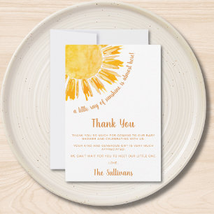 Carte De Remerciements Rayon de soleil Baby Shower Bohème