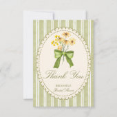 Carte De Remerciements Rayon vert sauge rétro élégant shower de mariage (Devant)