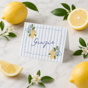 Carte De Remerciements Rayure Bleue Grazie Lemon Baby Shower