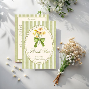 Carte De Remerciements Rayure vert sauge élégant rétro baby shower de mar