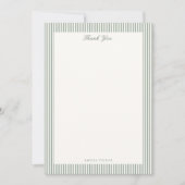 Carte De Remerciements Rayure verte sauge Crème personnalisée pour la dou (Devant)