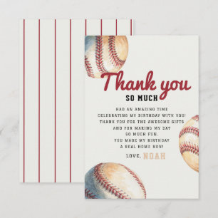 Carte De Remerciements Rayures de baseball classiques