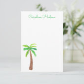Carte De Remerciements Rayures Vertes Aquarelle Palmiers (Debout devant)
