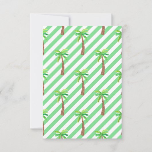 Carte De Remerciements Rayures Vertes Aquarelle Palmiers (Dos)
