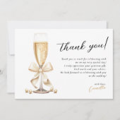 Carte De Remerciements Réception de mariage Perles & Prosecco Or (Devant)