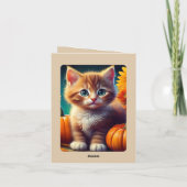 Carte De Remerciements Récolte Thanksgiving mignonne Ginger Kitten Citrou (Dos)