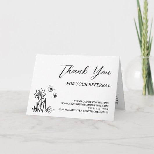 Carte De Remerciements Recommandation de client créative noir et blanc (Devant)