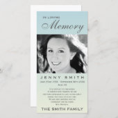 Carte De Remerciements Reconnaissance commémorative bleue en pastel de (Devant / Derrière)