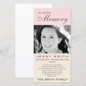 Carte De Remerciements Reconnaissance commémorative de famille d'Ombré de (Devant / Derrière)