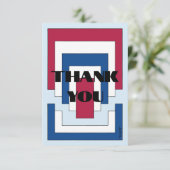 Carte De Remerciements Rectangle Abstrait en rouge, blanc et bleu (Debout devant)