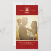 Carte De Remerciements Rectangle Double Bonheur Mariage chinois photo (Devant)