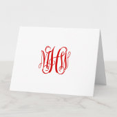 Carte De Remerciements Red 3 Initial Vin Script Monogramme do-it-yourself