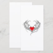 Carte De Remerciements Red Angel Coeur avec ailes (Devant / Derrière)