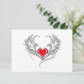 Carte De Remerciements Red Angel Coeur avec ailes (Debout devant)