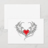 Carte De Remerciements Red Angel Coeur avec ailes (Devant / Derrière)