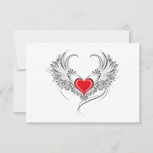 Carte De Remerciements Red Angel Coeur avec ailes