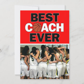 Carte De Remerciements Red Basketball Coach Meilleure photo personnalisée