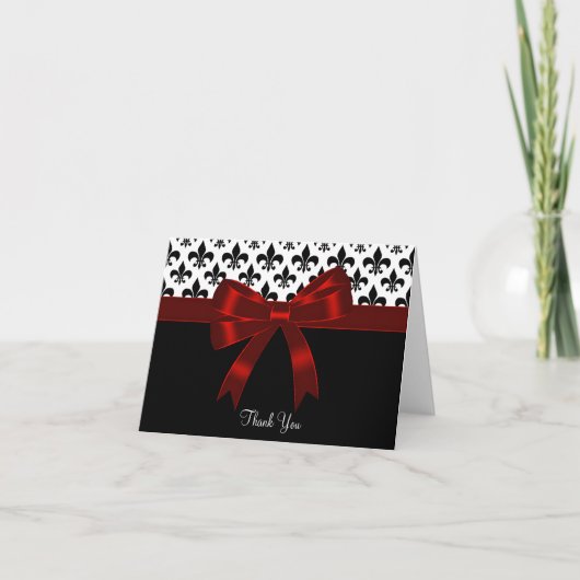 Carte De Remerciements Red Black Fleur De Lis Thank You Cards (Devant)