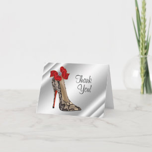 Carte De Remerciements Red Black high Heel Shoe Thank You Cards