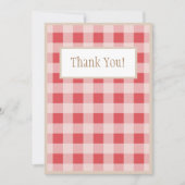 Carte De Remerciements Red Burgundy Plaid En vichy Mariage campagnard (Devant)