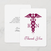 Carte De Remerciements Red Caduceus Nurse Graduate (Devant / Derrière)