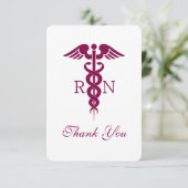 Carte De Remerciements Red Caduceus Nurse Graduate (Debout devant)