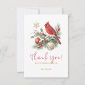 Carte De Remerciements Red Cardinal Christmas Bouquet Personalized Text  (Devant)