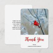 Carte De Remerciements Red Cardinal dans Winter Nature Photo de Christmas (Devant / Derrière)