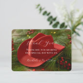 Carte De Remerciements Red Christmas Cowboy Hat Wedding (Debout devant)