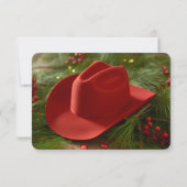 Carte De Remerciements Red Christmas Cowboy Hat Wedding (Dos)