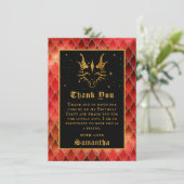 Carte De Remerciements Red Dragon Scales Gold Faux Parties scintillant An (Debout devant)