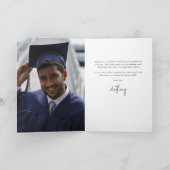 Carte De Remerciements Red Elegant Script Graduation Photo+Message (Intérieur)