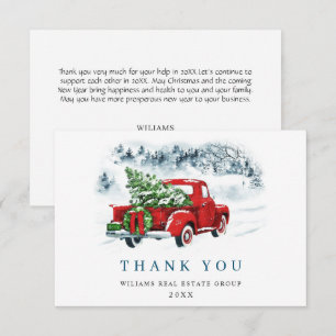 Carte De Remerciements Red Farm Truck Noël Fête d'entreprise