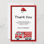 Carte De Remerciements Red Fire Engine et Casquette Anniversaire (Devant)