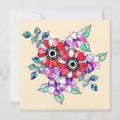 Carte De Remerciements Red floral decoration (Devant)