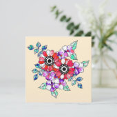 Carte De Remerciements Red floral decoration (Debout devant)