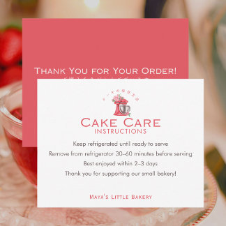 Carte De Remerciements Red Floral Mixer Cake Care Instructions