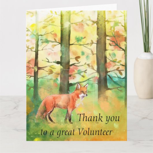 Carte De Remerciements Red Fox Animal Autumn Fall Trees Thanks Volunteer (Devant)