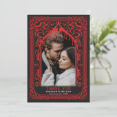 Carte De Remerciements Red Gothic Vampire Cathedral Photo Wedding (Debout devant)