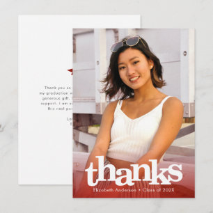 Carte De Remerciements Red graduation photo audacieuse typographie modern