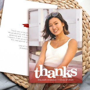 Carte De Remerciements Red graduation photo audacieuse typographie modern