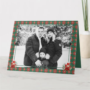 Carte De Remerciements Red Green Christmas One Photo Flèche de neige