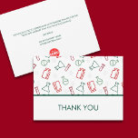 Carte De Remerciements Red Green Laboratory Science Logo d'entreprise<br><div class="desc">Carte de remerciements scientifique simple et mignon pour l'appréciation du client avec un motif d'équipements de laboratoire de recherche tels que tubes d'essai, flacons et pots en verre dans de belles couleurs rouge et vert de Noël. Pour compléter le motif, il y a quelques molécules en gris. Conçu par Patricia...</div>