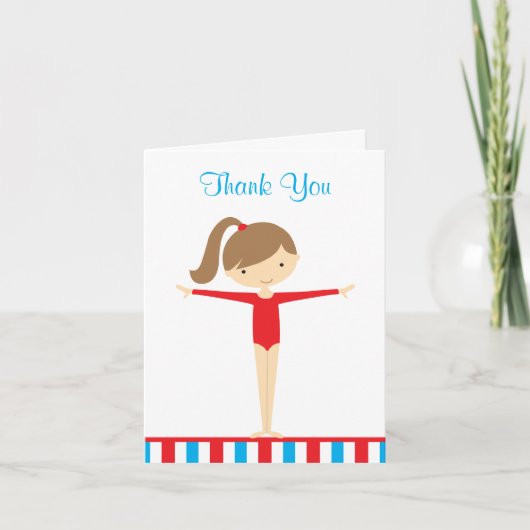 Carte De Remerciements Red Gymnastique Girl Thank You Note Card (Devant)