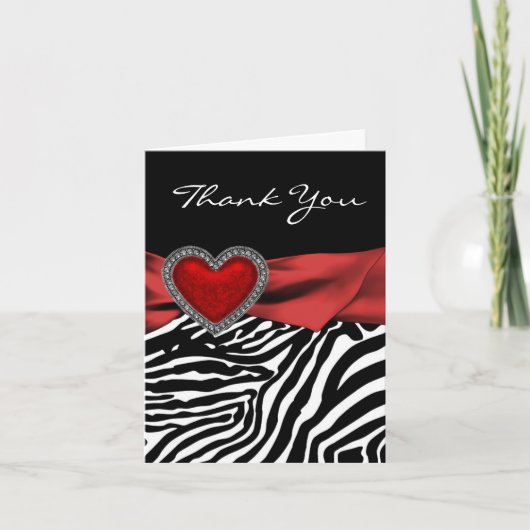 Carte De Remerciements Red Heart Zebra Thank You Cards (Devant)