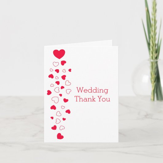Carte De Remerciements Red Hearts Design Valentines Day Mariage (Devant)