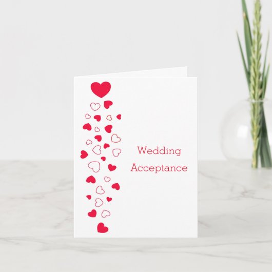 Carte De Remerciements Red Hearts Valentines Day Mariage Acceptation (Devant)