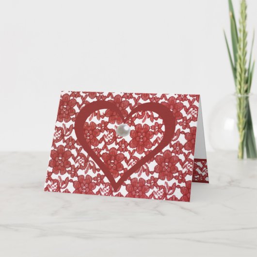 Carte De Remerciements Red Lace Motif Valentine's (Devant)